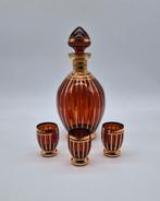 Boheemse Likeurset Amberkleurig Glas, 1940, Antiek en Kunst, Antiek | Glas en Kristal, Ophalen of Verzenden