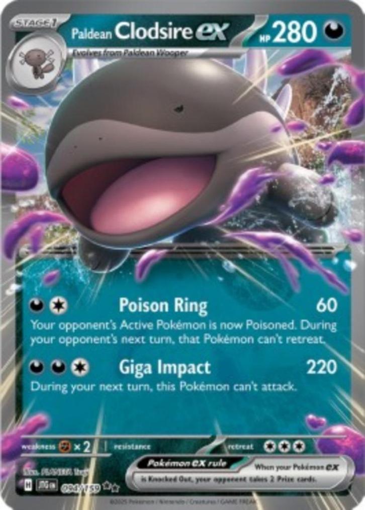 Paldean Clodsire ex #094 - JTG -Journey Together, Hobby en Vrije tijd, Verzamelkaartspellen | Pokémon, Nieuw, Losse kaart, Verzenden