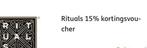 Rituals 15% korting, Tickets en Kaartjes, Kortingen en Cadeaubonnen, Eén persoon, Kortingsbon, Warenhuis- of Winkelbon