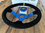 QSP 350mm 90mm suede blauw sportstuur autostuur stuur, Ophalen of Verzenden