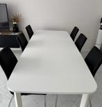 Uitschuifbare eettafel met 6 stoelen, Huis en Inrichting, Tafels | Eettafels, Ophalen, Overige materialen, 100 tot 150 cm, Zo goed als nieuw