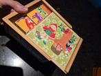 Vintage houten blokkendoos blokkenpuzzel sprookje roodkapje, Antiek en Kunst, Antiek | Speelgoed, Ophalen of Verzenden