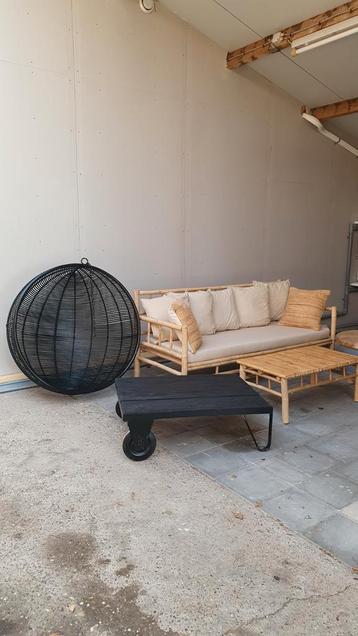 Exotan bamboe tuinset, loungebank tafel,Hk living hangstoel beschikbaar voor biedingen