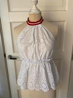 Zara Top Wit Broderie XS Nieuw, Wit, Nieuw, Ophalen of Verzenden, Zonder mouw