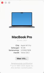 MacBook Pro 16 inch M1 Pro 16 GB 512 GB, Qwerty, 512 GB, Zo goed als nieuw, 16 inch