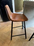 Dutchbone Barkrukken Franky, bruin leer - Set van 4, Huis en Inrichting, Barkrukken, Ophalen, Gebruikt, Met voetsteun, 60 tot 90 cm