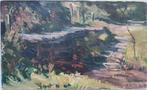 Frans Slager (1876-1953) - Bruggetje over een bosvijver, Antiek en Kunst, Ophalen of Verzenden