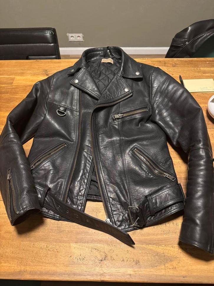 Nudie biker jack. Stevig leer. Maat S, Motoren, Kleding | Motorkleding, Jas | leer, Heren, Tweedehands, Ophalen of Verzenden