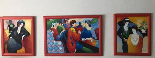Drieluik ondertekent Sauvage levendige/kleurrijke Art, Antiek en Kunst, Kunst | Schilderijen | Modern, Ophalen