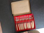 12 Vintage vorkjes gebak vlees tapas stainless, Ophalen of Verzenden