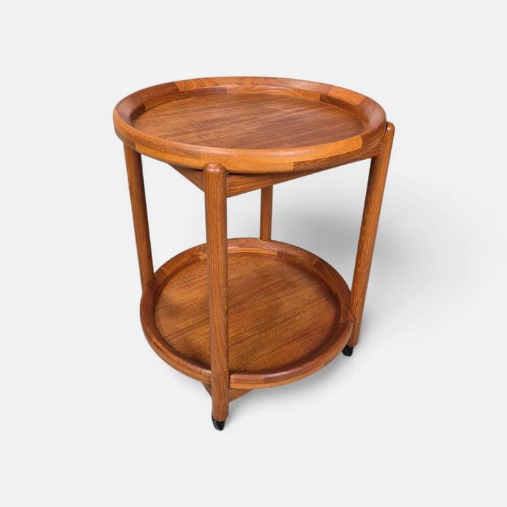 Sika Møbler, vintage Deense trolley, bijzettafel, theewagen, Huis en Inrichting, Tafels | Bijzettafels, Zo goed als nieuw, Rond