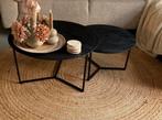 Salontafel set zwart mango hout 80/60cm, Ophalen, Gebruikt, Rond, 50 tot 100 cm