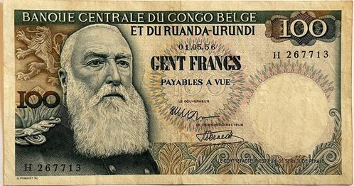 Belgisch-Kongo mooie 100 franc 1956, Postzegels en Munten, Bankbiljetten | Afrika, Los biljet, Overige landen, Ophalen of Verzenden