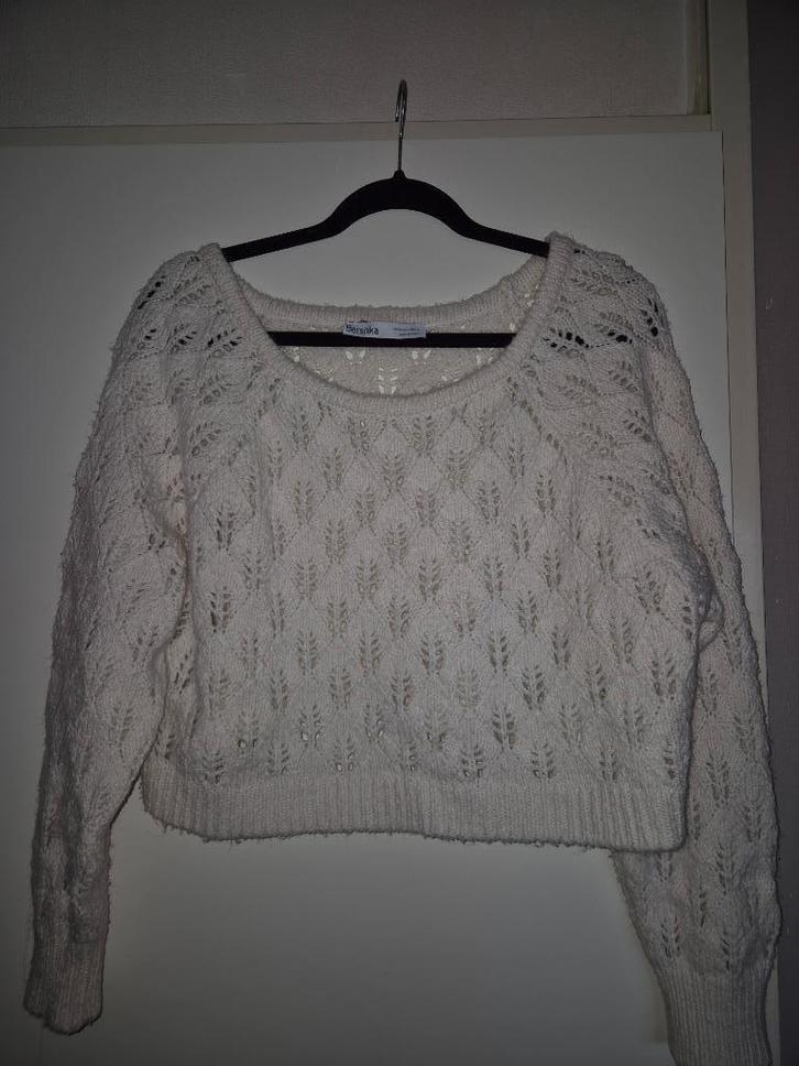 Kort gebreid  truitje open gewerkt XS/X, Kleding | Dames, Tops, Zo goed als nieuw, Maat 34 (XS) of kleiner, Overige kleuren, Ophalen of Verzenden