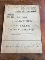 WO2 Amerikaans Dodge WC21 WC27 parts catalog KTR ambulance, Amerika, Verzenden, Boek of Tijdschrift