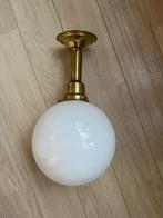 Messing / koper retro / antieke Bol plafondlamp, Huis en Inrichting, Lampen | Plafondlampen, Gebruikt, Antiek retro, Ophalen, Glas