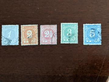 SURINAME 1890-1893; CIJFERSERIE beschikbaar voor biedingen