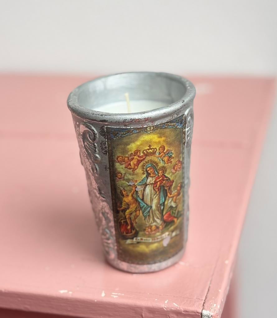 Vintage Gebedskaars Maria, Antiek en Kunst, Antiek | Religie, Ophalen of Verzenden