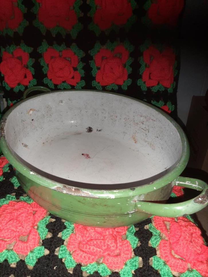 Vintage Groene Emaille bak, Antiek en Kunst, Antiek | Emaille, Ophalen of Verzenden