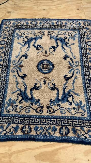 Vintage grof handgeweven tapijt,wol,blauw,120x145 beschikbaar voor biedingen