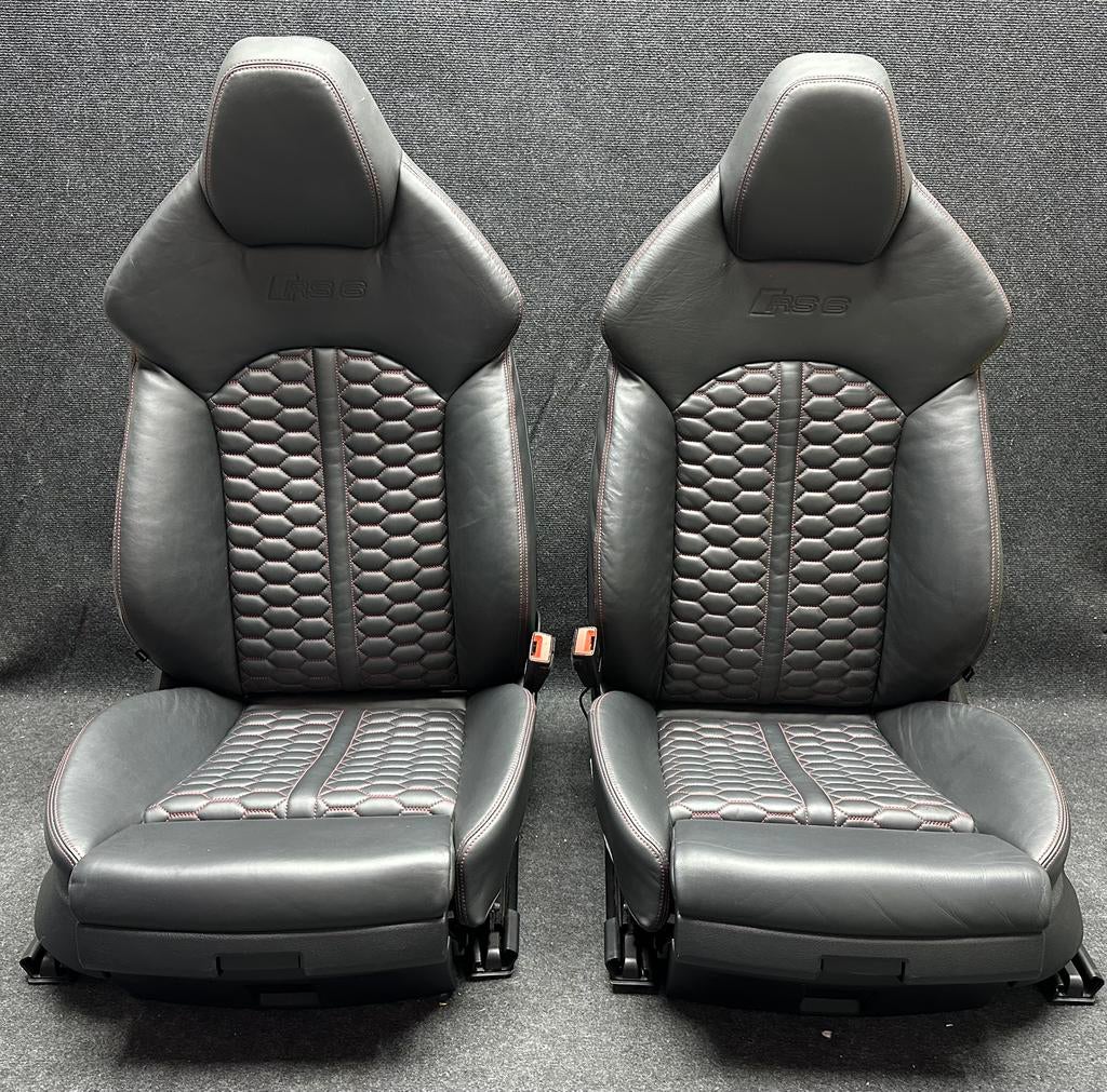 Audi RS6 C7 voorstoelen zwart leder stoelverwarming, Auto-onderdelen, Ophalen, Audi, Gebruikt, Eu
