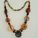 Vintage ketting met kokos schijven en houten kralen, Ophalen, Overige materialen