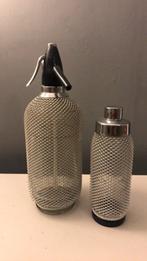 Vintage spuitwater fles met cocktail shaker 35cm met metalen, Antiek en Kunst, Antiek | Glas en Kristal, Ophalen