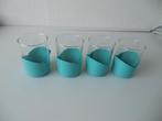 Retro theeglazen met plastic houder, Ophalen of Verzenden, Nieuw, Overige materialen, Overige stijlen