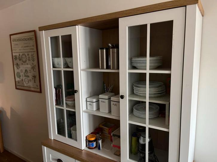 Buffetkast met glazen deuren, Huis en Inrichting, Kasten | Buffetkasten, Zo goed als nieuw, 150 tot 200 cm, 100 tot 150 cm, 25 tot 50 cm
