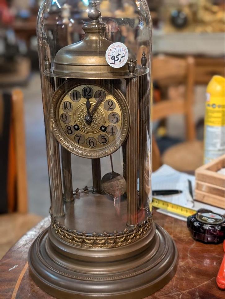 Antieke glas pendule €95., Antiek en Kunst, Antiek | Klokken, Ophalen