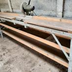 afkortzaag met bank, Doe-het-zelf en Verbouw, Gereedschap | Zaagmachines, Gebruikt, Ophalen of Verzenden, Afkortzaag, 30 tot 70 mm
