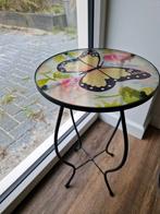 Tafeltje met vlinder, Huis en Inrichting, Tafels | Sidetables, Gebruikt, 50 tot 100 cm, Rond, Ophalen of Verzenden