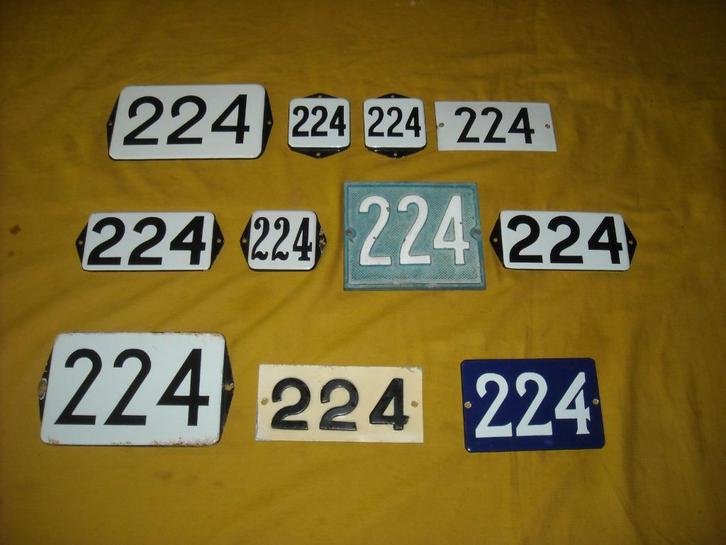 oud emaille huisnummer 224 ook 225 226 227 228 229 230 231 9, Antiek en Kunst, Antiek | Emaille, Ophalen of Verzenden