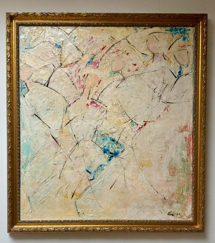 Schilderij olie op doek White Angels, Antiek en Kunst, Kunst | Schilderijen | Klassiek, Ophalen