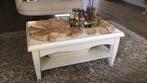 Salontafel gebroken wit met losse boomelementen, Huis en Inrichting, Tafels | Salontafels, Ophalen, Gebruikt, 50 tot 100 cm, Minder dan 50 cm