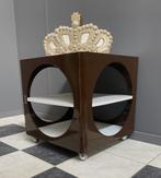 70 jaren wit bruin SPACE AGE salon bijzet kubus tafel wielen, Gebruikt, Ophalen, 45 tot 60 cm, Minder dan 55 cm