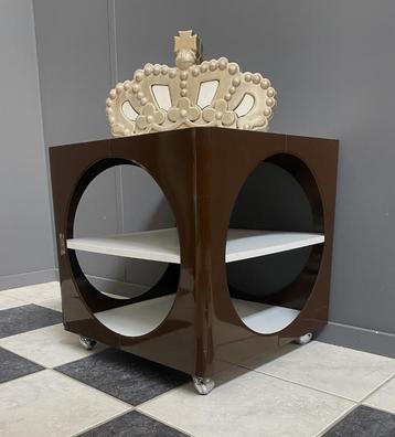 70 jaren wit bruin SPACE AGE salon bijzet kubus tafel wielen beschikbaar voor biedingen