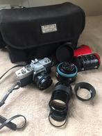 Minolta SR T100X slr camera set met lenzen etc, Spiegelreflex, Minolta, Gebruikt, Ophalen of Verzenden