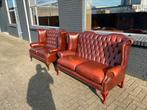Springvale Chesterfield 3+2 zit bankstel roodbruin, Gebruikt, 125 cm of meer, Leer, Ophalen of Verzenden