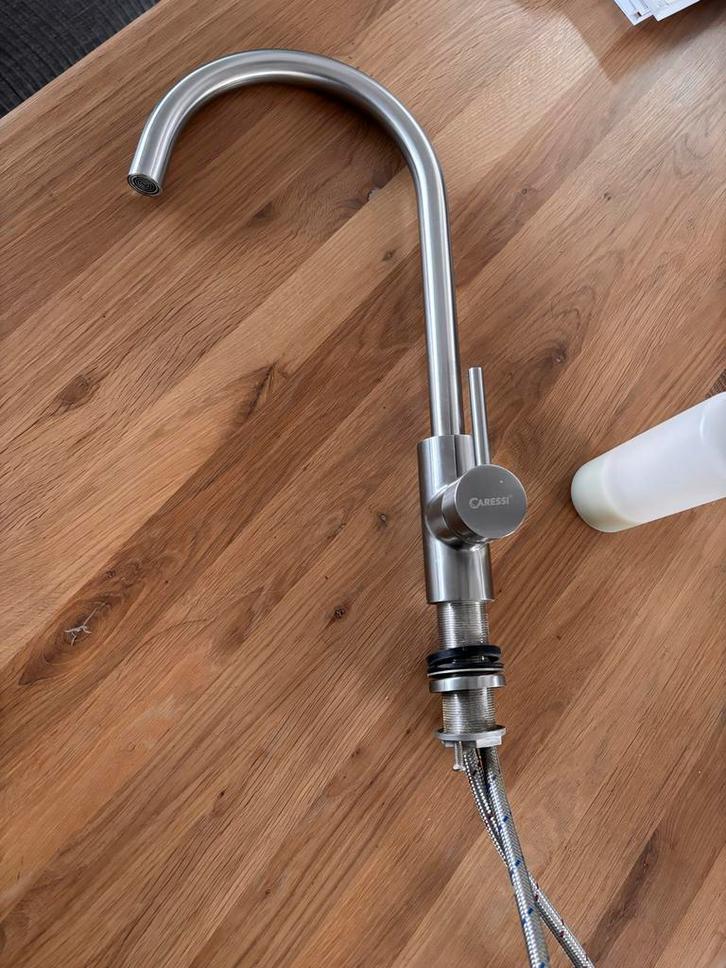 Caressi Mengkraan + Zeepdispenser, Doe-het-zelf en Verbouw, Sanitair, Gebruikt, Kraan, Rvs, Ophalen of Verzenden