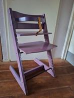 Paarse Stokke Tripp Trapp (met beugel voor baby), Kinderen en Baby's, Kinderstoelen, Ophalen, Gebruikt, Meegroeistoel, Gordel(s)
