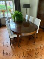 Antiek houten eettafel met 6 stoelen, Ophalen, 100 tot 150 cm, Zo goed als nieuw, Vijf personen of meer