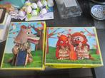 2 VINTAGE HOUTEN PUZZELS FABELTJESKRANT, Gebruikt, 10 tot 50 stukjes, Ophalen of Verzenden, Van hout