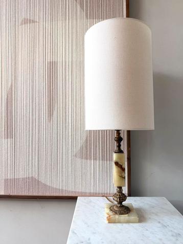 Vintage onyx tafellamp / messing beschikbaar voor biedingen