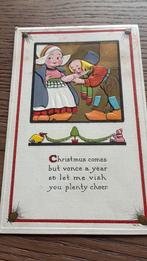 Kerst, maar 1x per jaar, jongen/meisje op klompen.,reliëfkaa, Ophalen of Verzenden, Voor 1920, Ongelopen, Kinderen