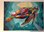 Diamond painting schildpad in lijst, Zo goed als nieuw, Ophalen