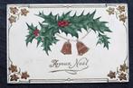 Reliefkaart Kerstklokken en gouden hulst, Verzenden, Voor 1920, Ongelopen, Feest(dag)