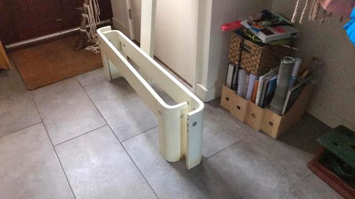 Kinder/ logeerbed auping wit, Huis en Inrichting, Slaapkamer | Bedden, Gebruikt, Eenpersoons, 80 cm, 200 cm, Hout, Wit, Verstelbaar
