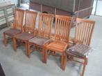 Grenen houten tafel met 5 stoelen en kussens, Gebruikt, 200 cm of meer, Vijf personen of meer, Grenenhout