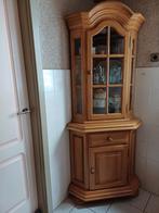 Licht eiken vitrine hoekkast, Huis en Inrichting, Kasten | Vitrinekasten, Ophalen, Gebruikt, Eikenhout, Klassiek